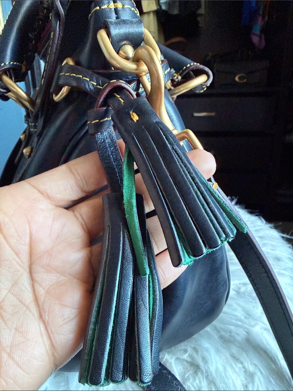 Dooney & Bourke Florentine Satchel- Navy - Picture 7 of 14